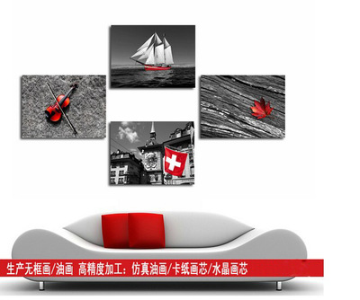 厂家直销喷绘画家居装饰画客厅卧室四联无框画乔迁贺礼欧美风